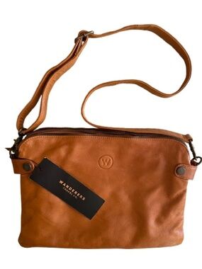 Wanderers Venetian Molto Grande Tan Quality Leather Crossbody Bag Commuter NWT